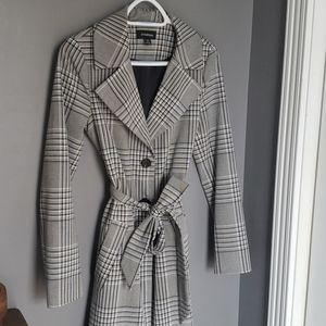 GREY PLAID TRENCH